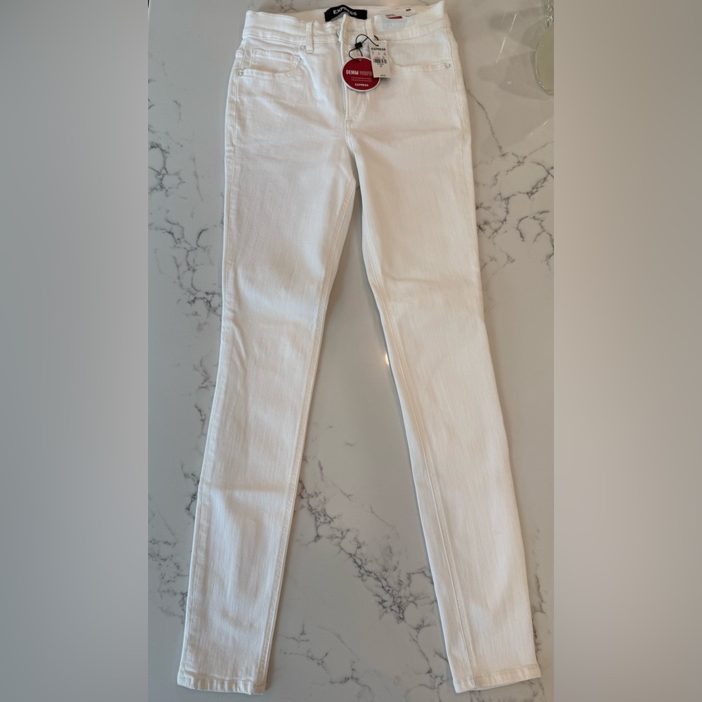 Express High Rise White Denim Leggings